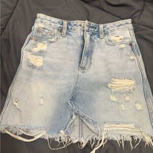 Abercrombie & Fitch Light Blue Distressed Skirt